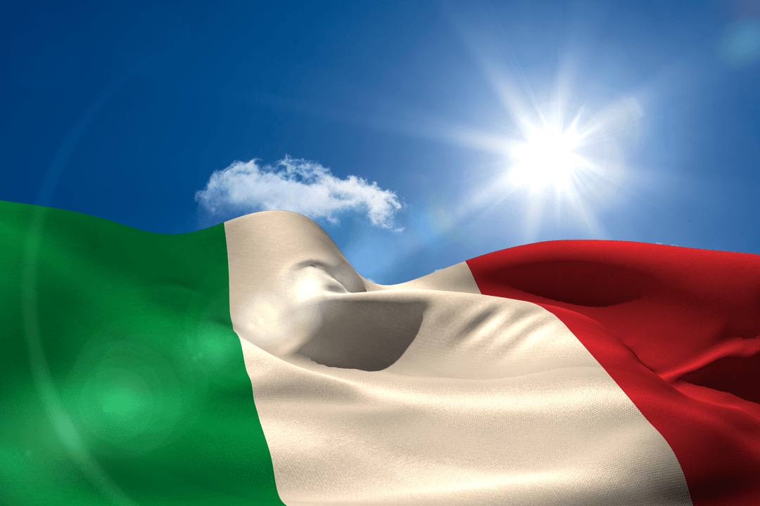 Transparent Illustration of Italian Flag Waving in Sunlight