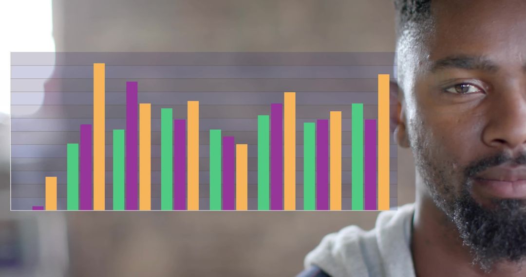 Multicolored Chart Overlay with Professional Businessman