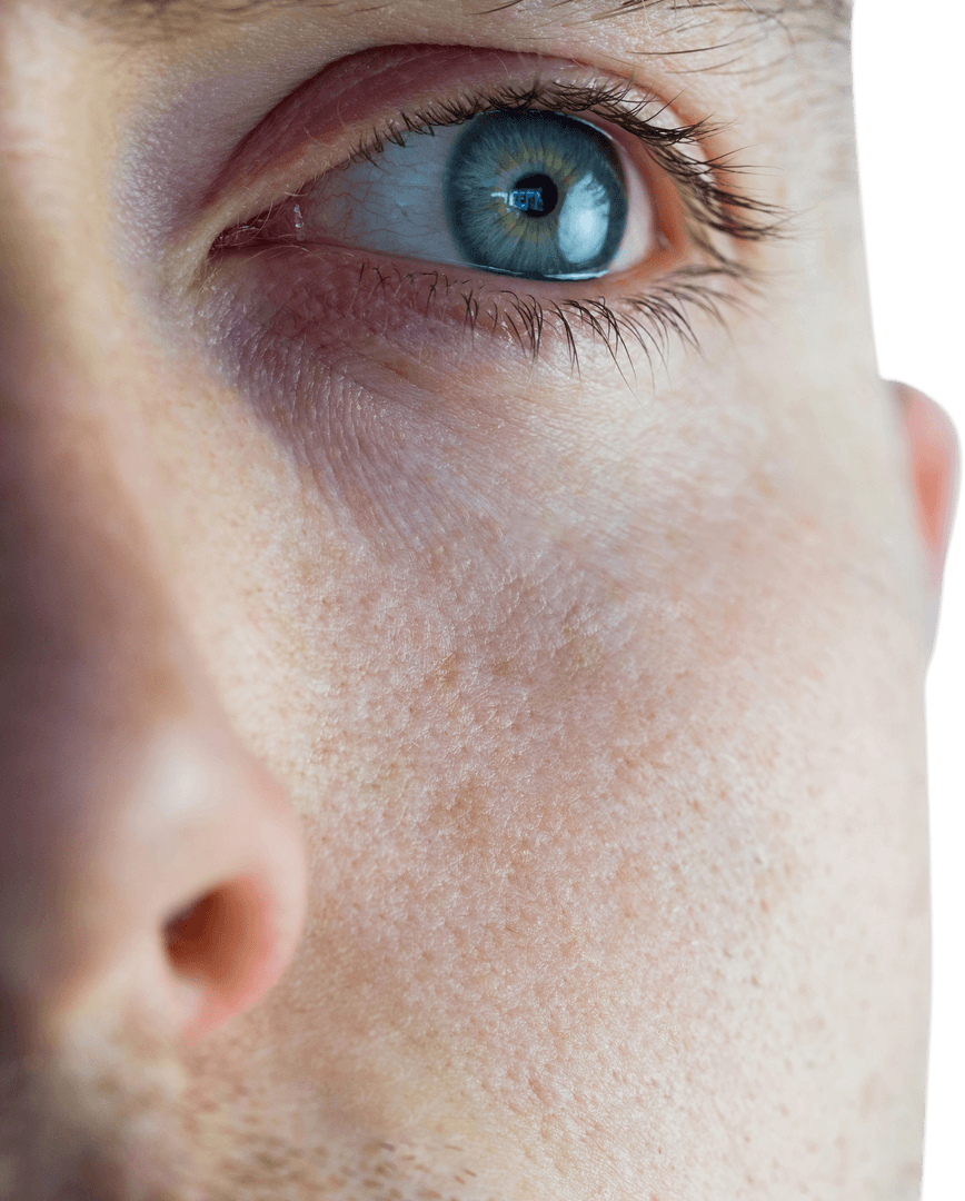 Transparent Close-Up of Human Eye and Skin Texture Details