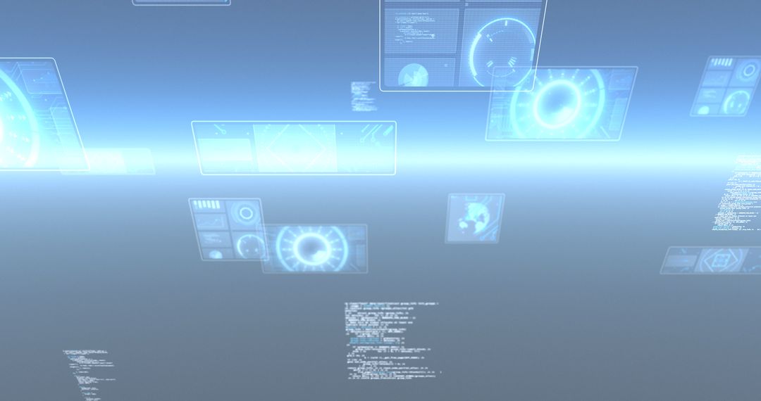 Futuristic Data Screens with Blue Digital Interfaces