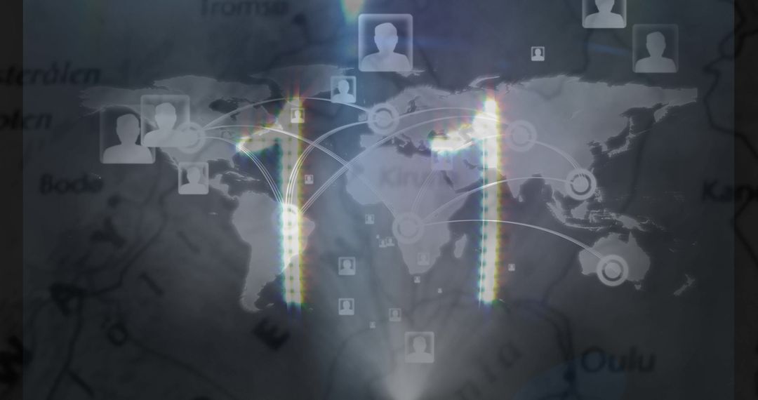 Digital Countdown Over World Map with Network Connections