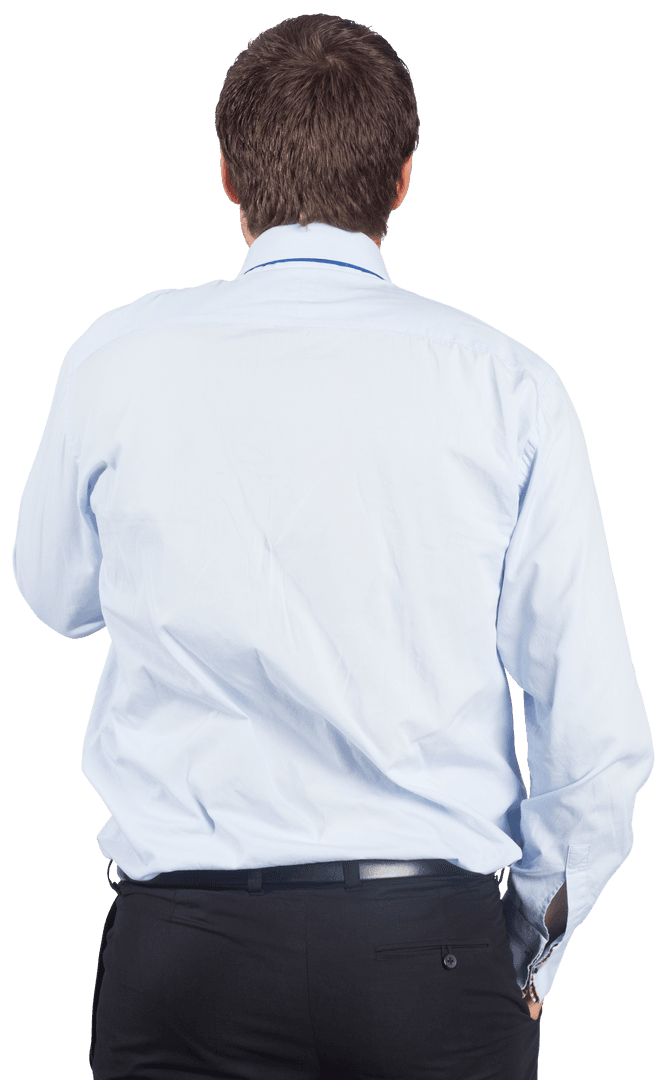 Back View of Caucasian Businessman on Transparent Background