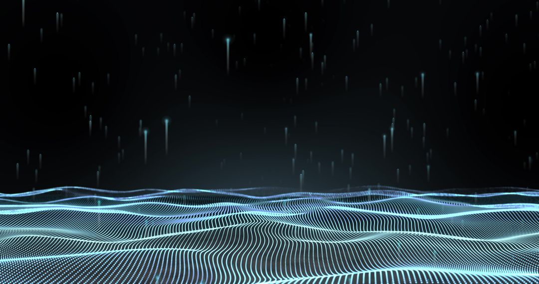 Futuristic Digital Grid with Glowing Blue Wave Effect