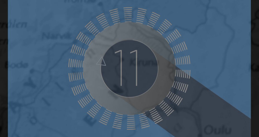 Digital Countdown Overlay on Blue Map