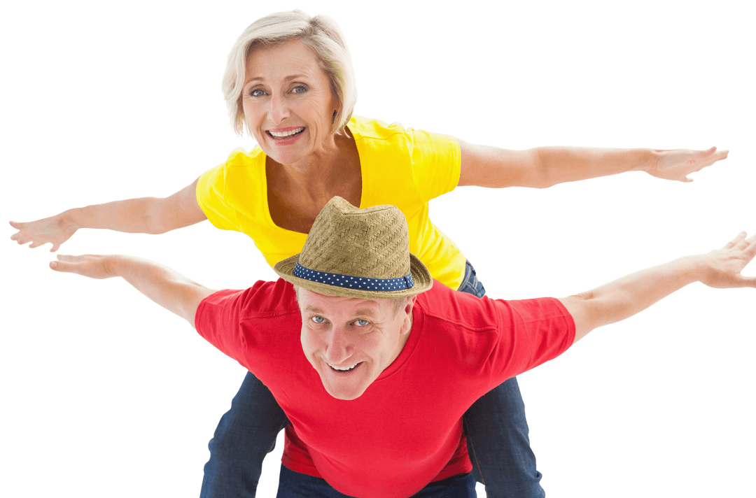 Playful Mature Couple Having Fun in Transparent Background