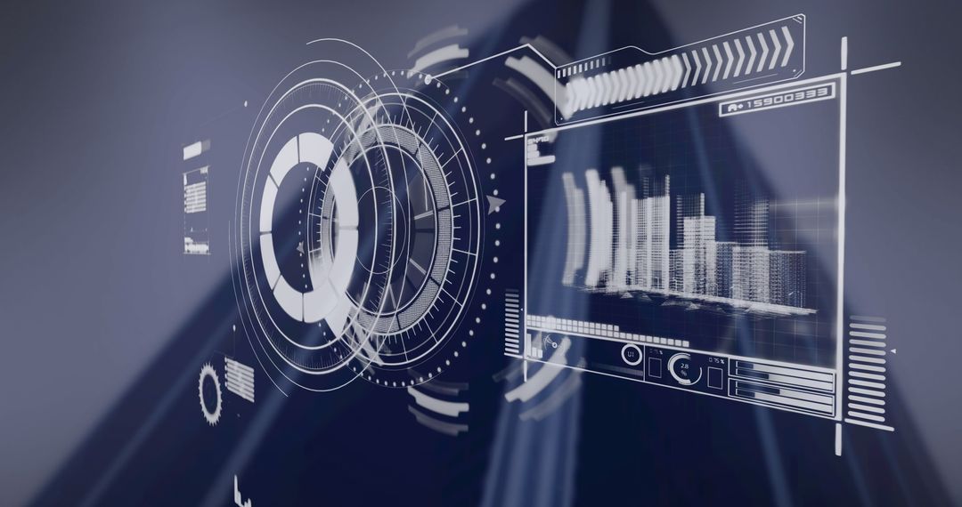 Futuristic Data Interface Overlaying Scenic Landscape