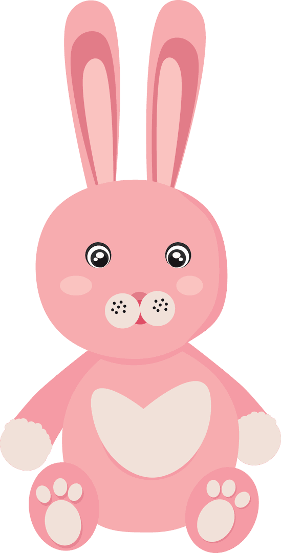 Pink Cartoon Rabbit Illustration on Transparent Background