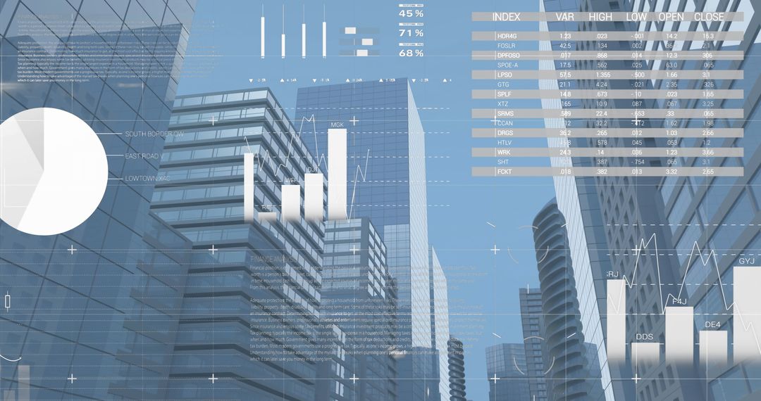 Global Financial Data Overlaying Modern Cityscape