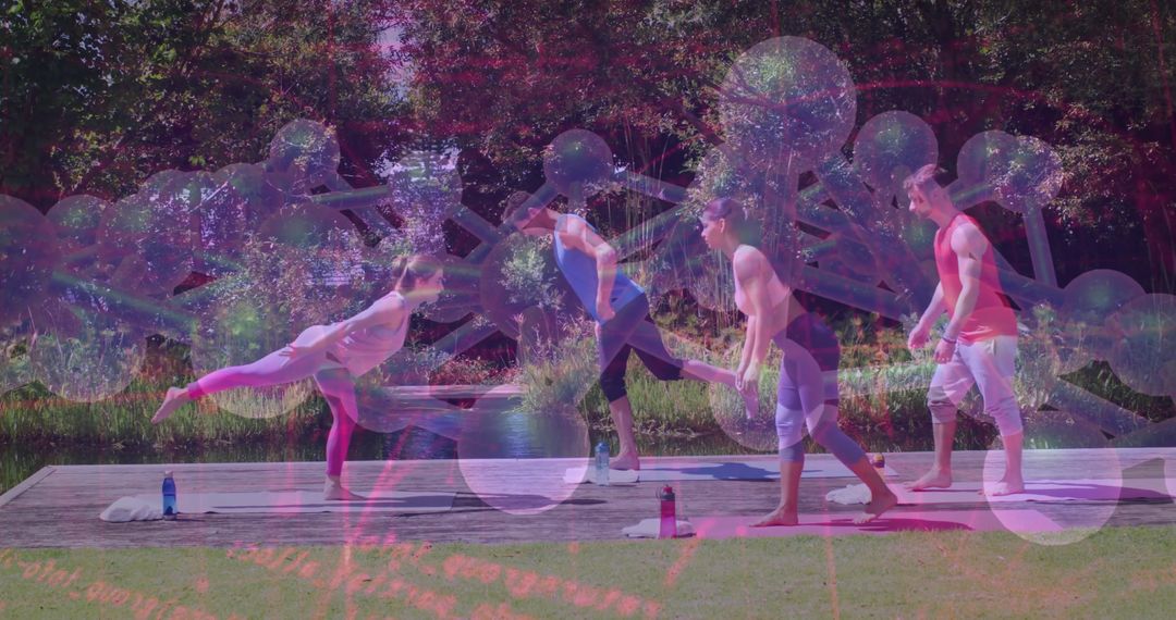 Group Yoga Practice in Serene Park Setting with Natural Tranquility