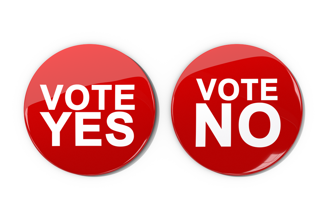 Transparent red vote yes and no badges on white background - Download Free Stock Images Pikwizard.com