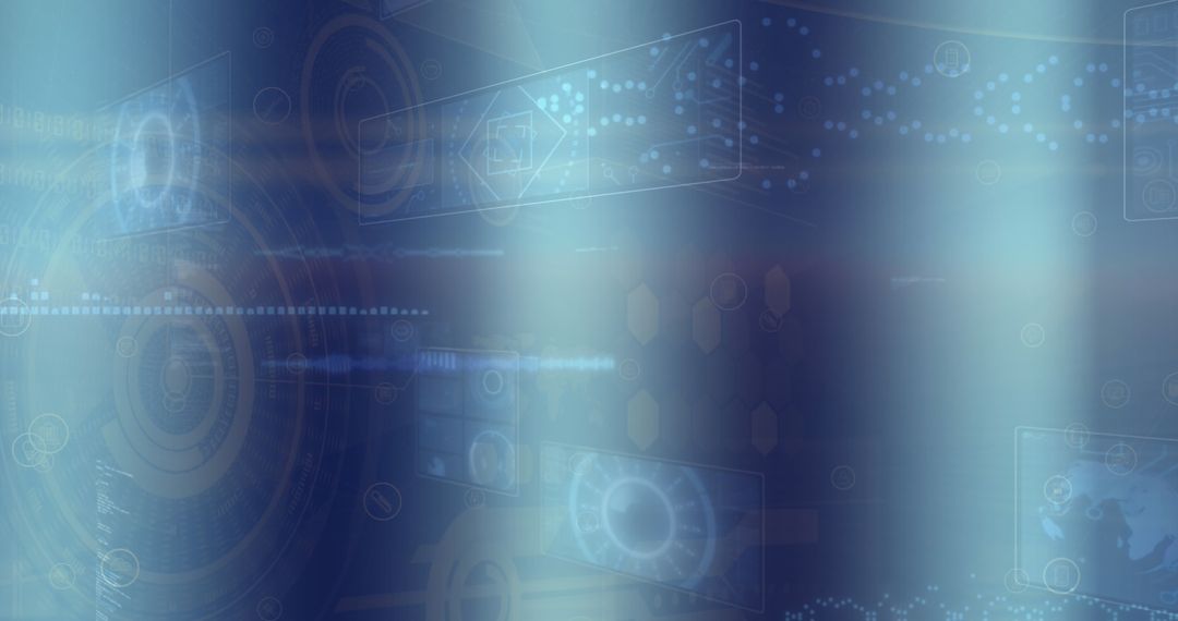 Futuristic Digital Holograms and Code in Abstract Technological Background