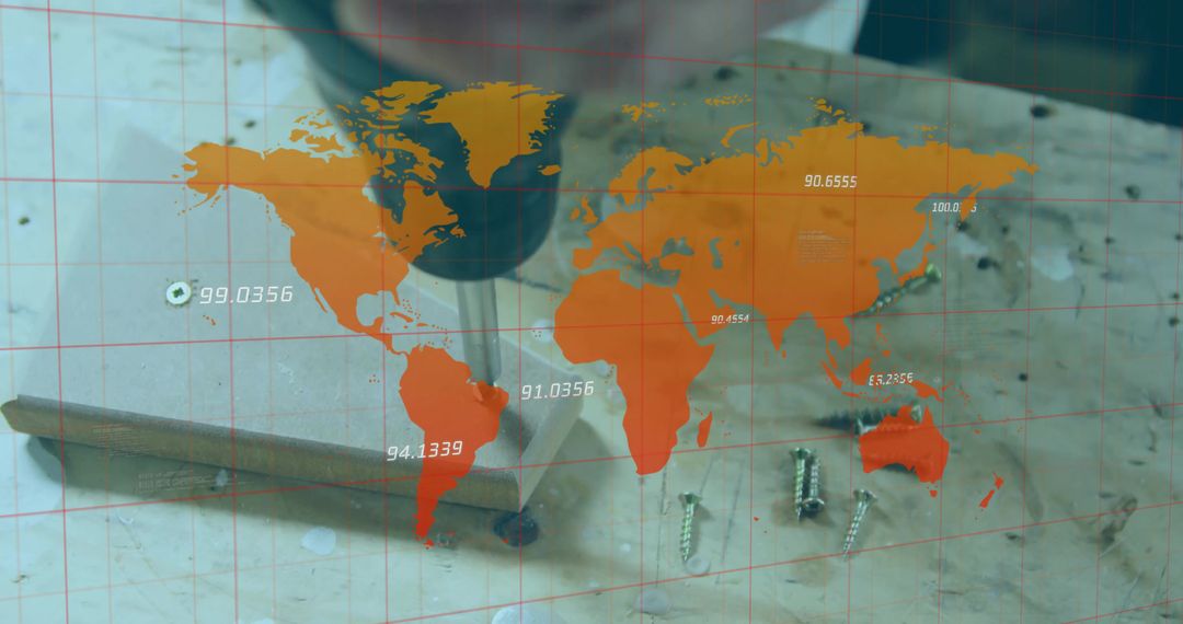 Woodworking with Global Connection Overlay on World Map