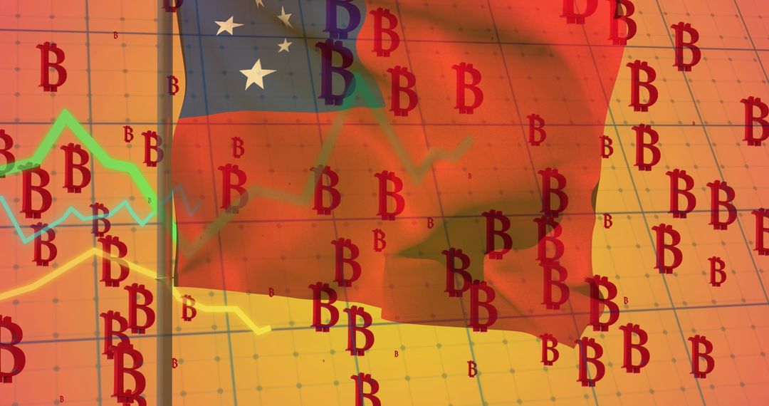 Crypto Growth Overlaid on Samoa Flag with Graph Trend