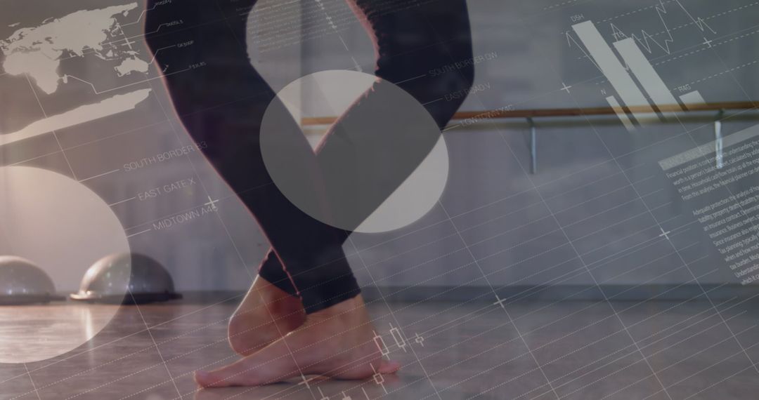Digital Interface Overlay on Woman Dancing in Studio