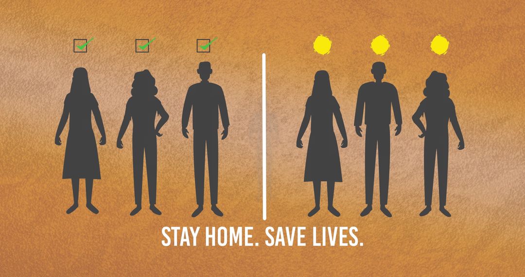 Silhouettes Advocating for Social Distancing Safety Message