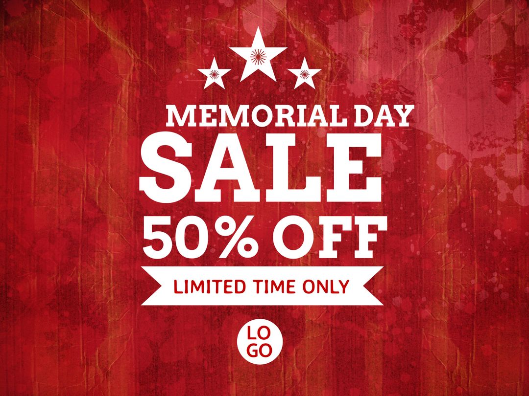 Bold Memorial Day Sale Promotion on Red Background Template