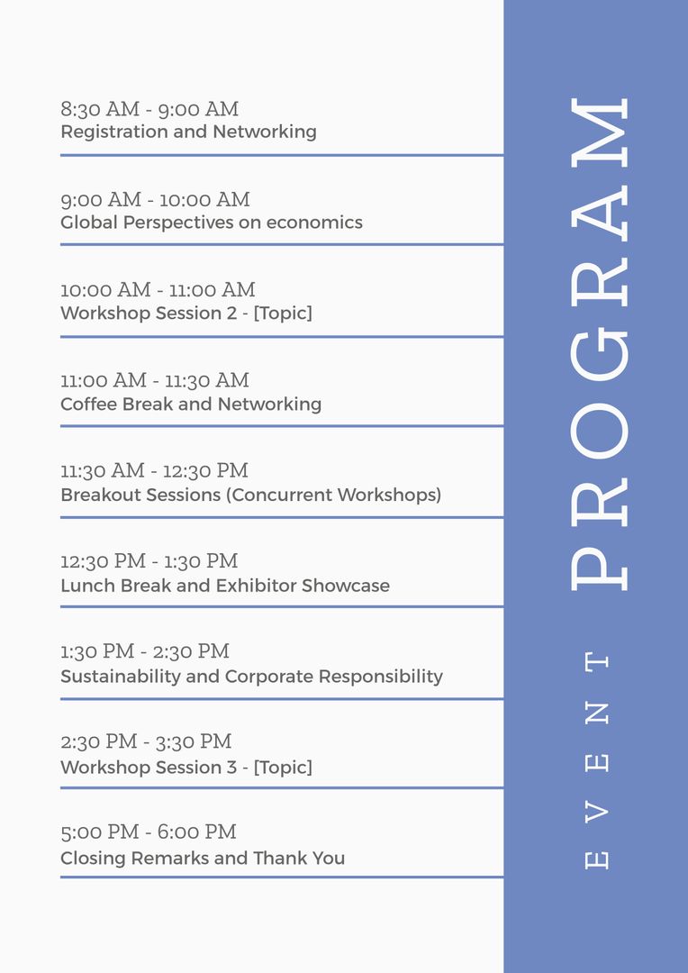 Event Program Schedule for a Full Day Conference - Download Free Stock Templates Pikwizard.com