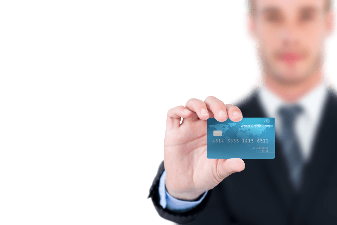 Transparent Background Businessman Holding Credit Card Motif