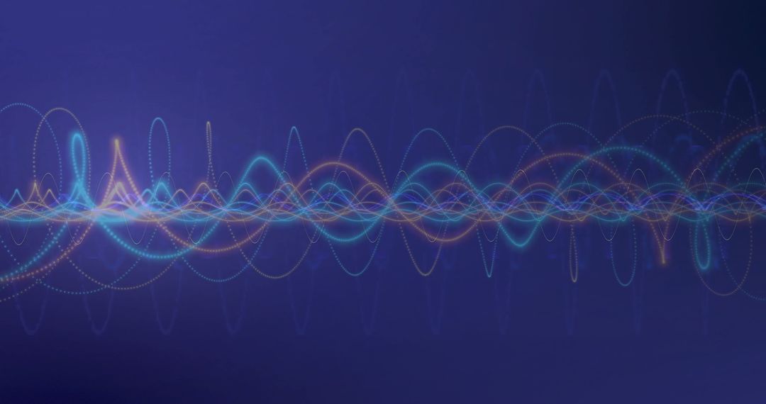 Colorful Waveforms on Blue Background