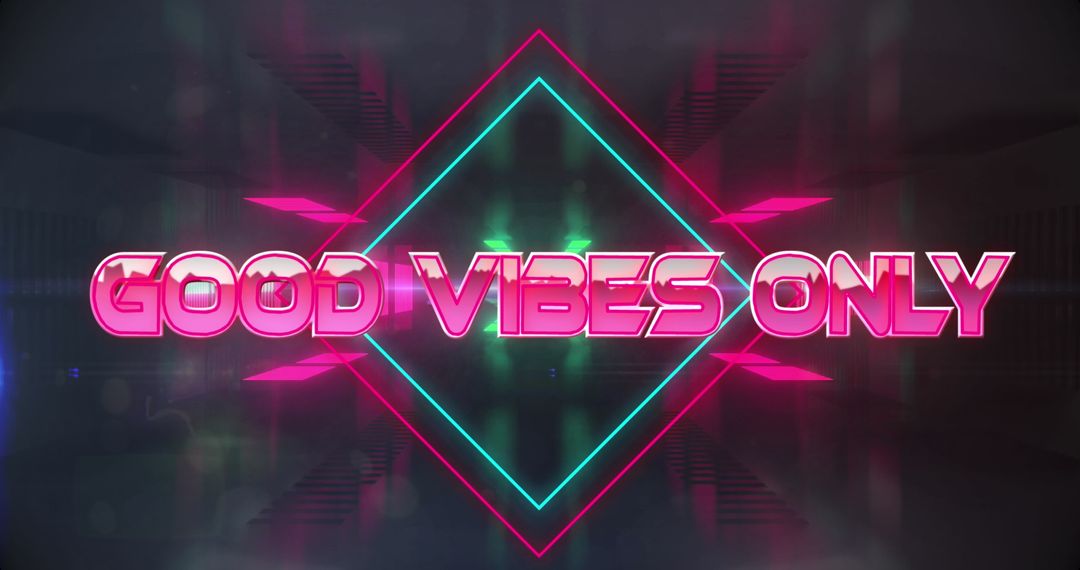 Retro Neon Good Vibes Only Sign Glowing