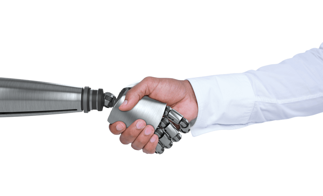 Transparent Handshake Between Human Businessman and Robot