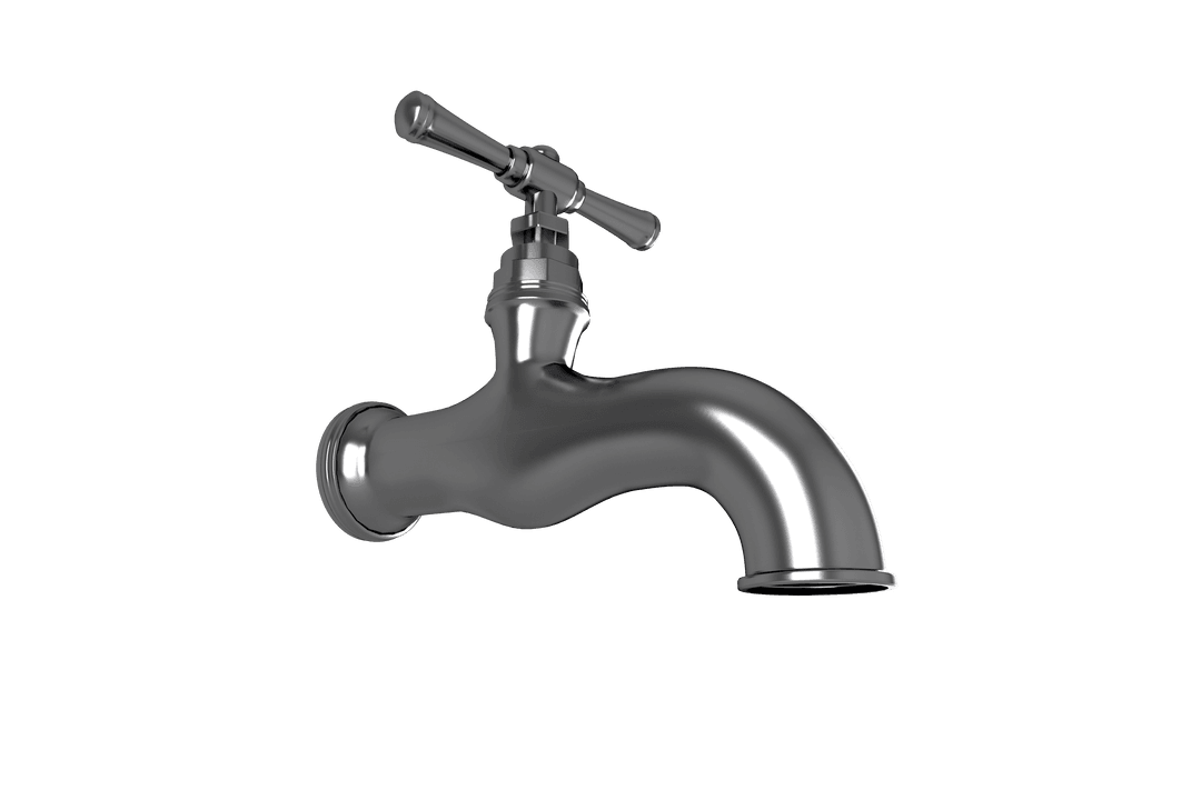 Shiny Metallic Faucet Isolated on Transparent Background