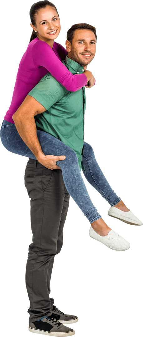 Cheerful Couple Embracing Happiness on Transparent Background