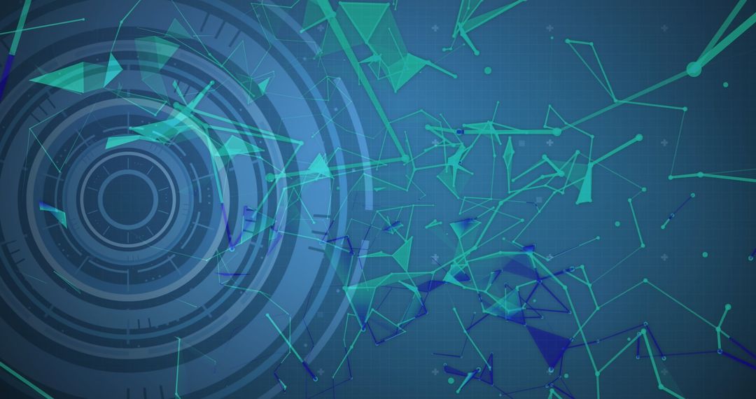 Digital Technology Network with Data Connections and Holographic Icons