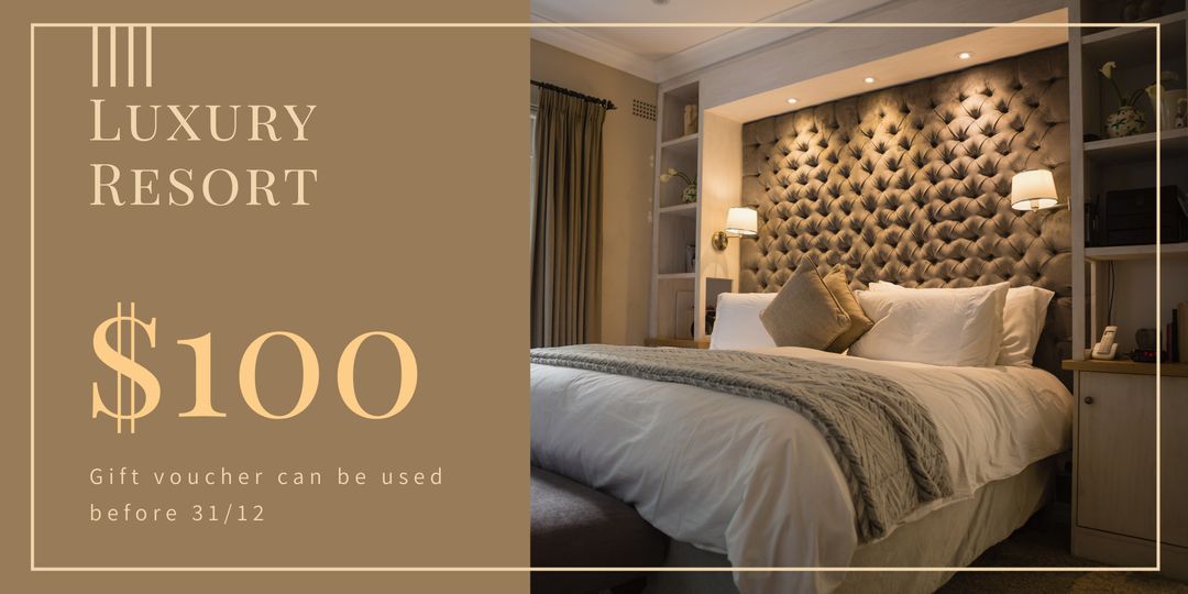 Luxury hotel room with elegant design and plush bedding