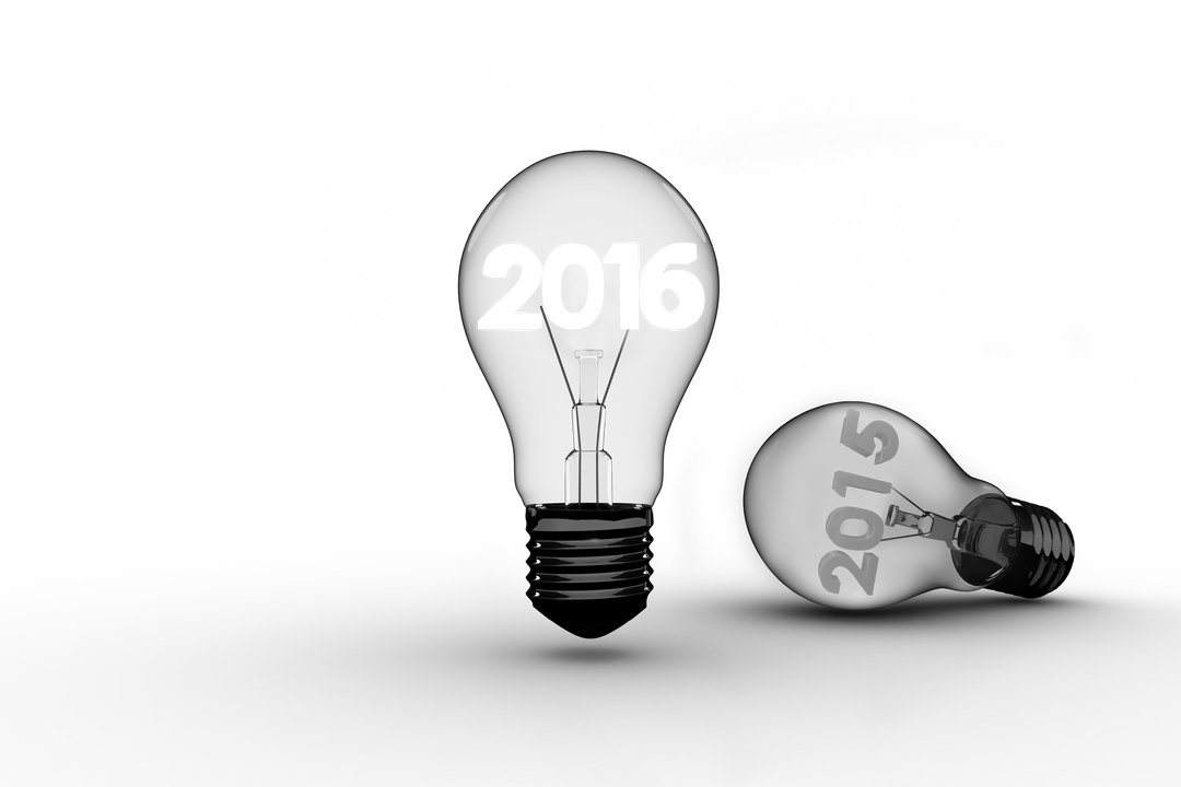 Transparent Light Bulbs Featuring 2016 and 2015 Texts Symbolizing Innovation - Download Free Stock Images Pikwizard.com