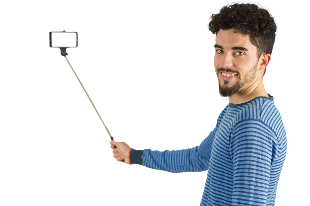 Casual Man Holding Selfie Stick Transparent Background - Download Free Stock Images Pikwizard.com