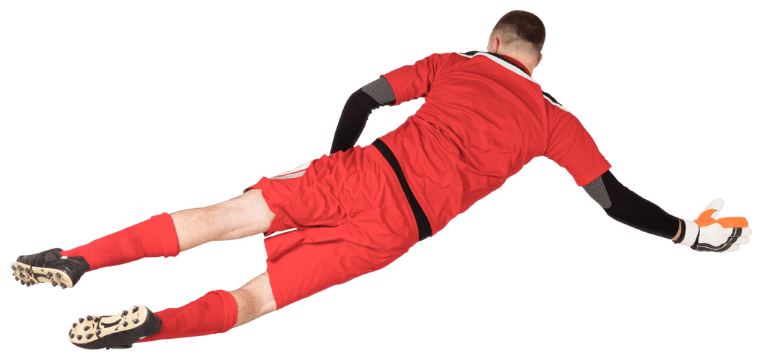 Goalkeeper Diving Catch Isolated on Transparent Background