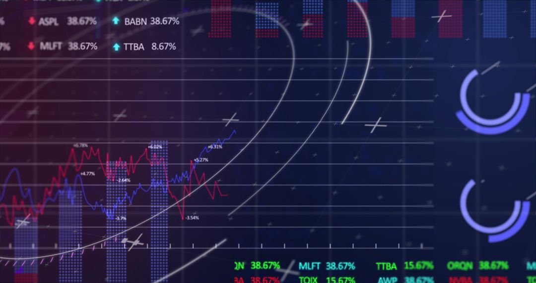 Dynamic Stock Market Graphics on Modern Digital Interface