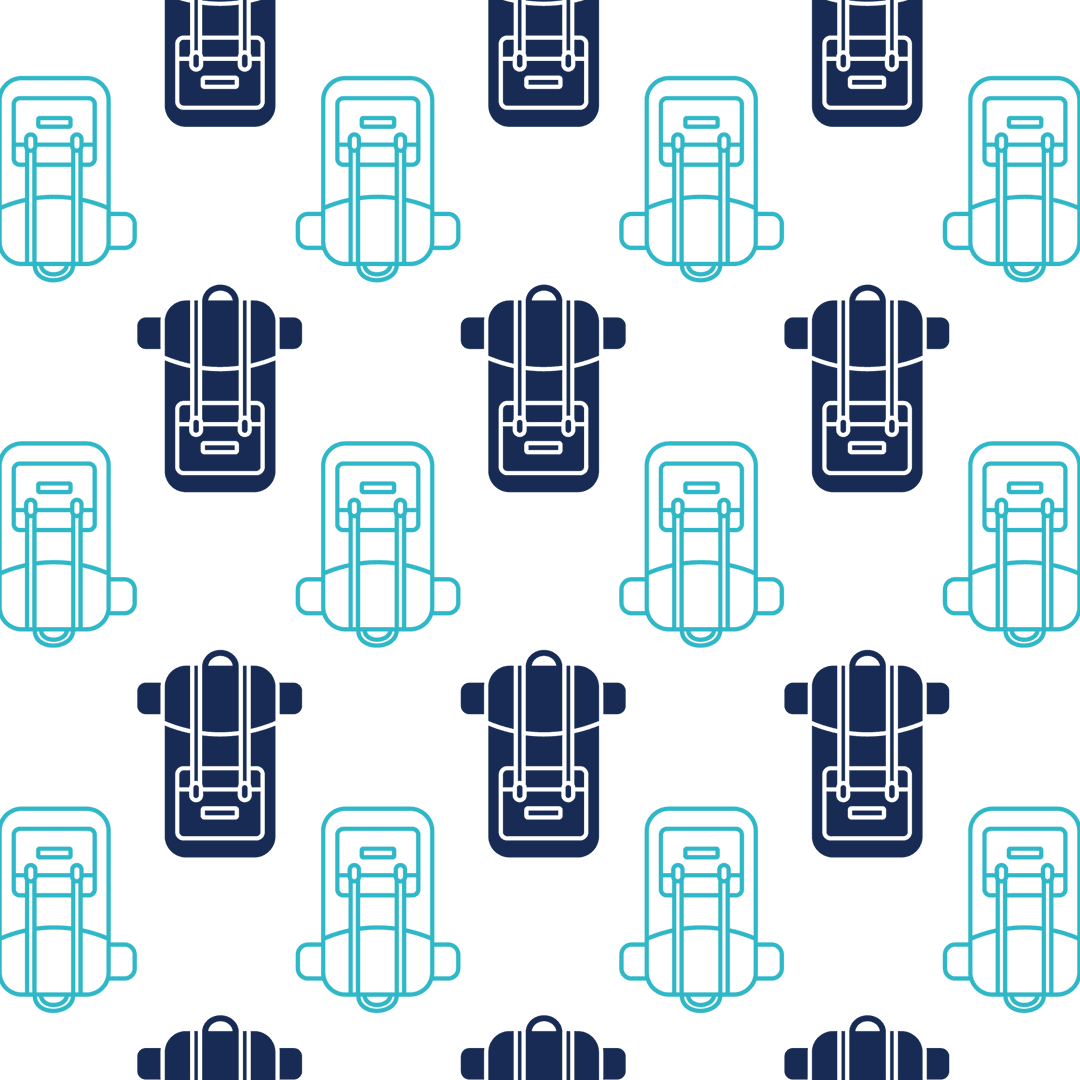Transparent Pattern of Aqua and Navy Backpacks Vector Style