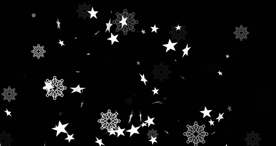 Floating Snowflakes and Stars on Red Background