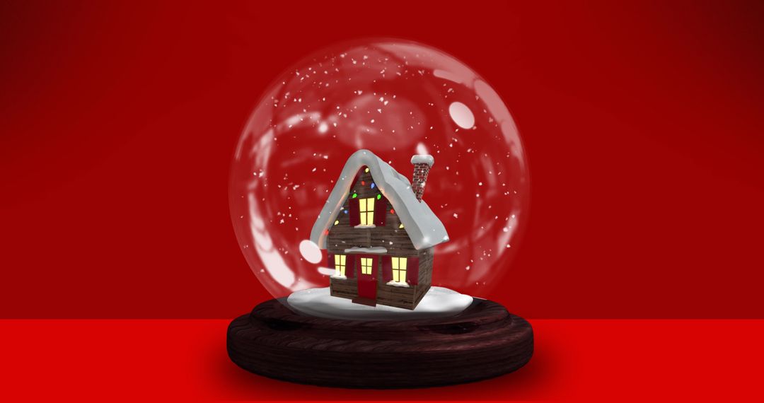 Christmas Snow Globe in Festive Red Background