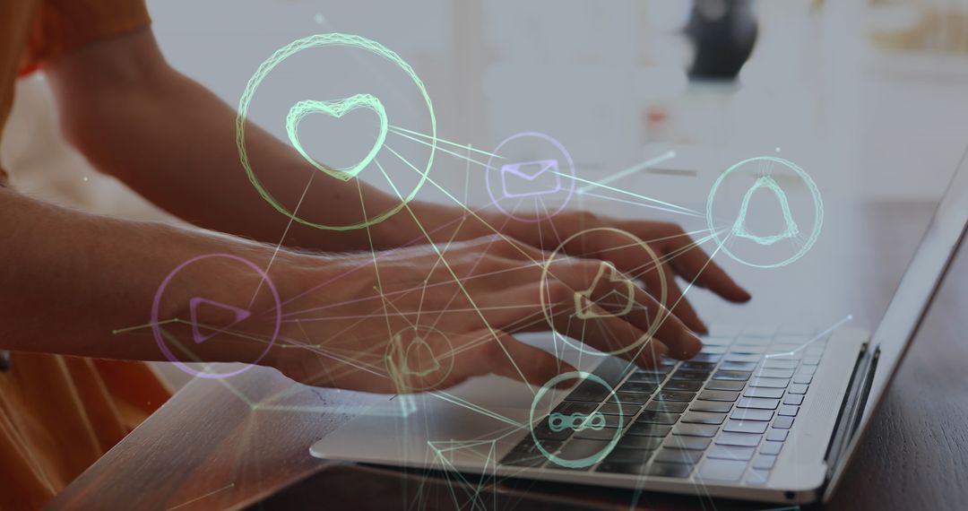 Digital Communication Hub With Floating Media Icons