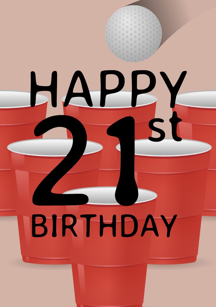 21st Birthday Celebration with Red Cups and Golf Ball - Download Free Stock Templates Pikwizard.com