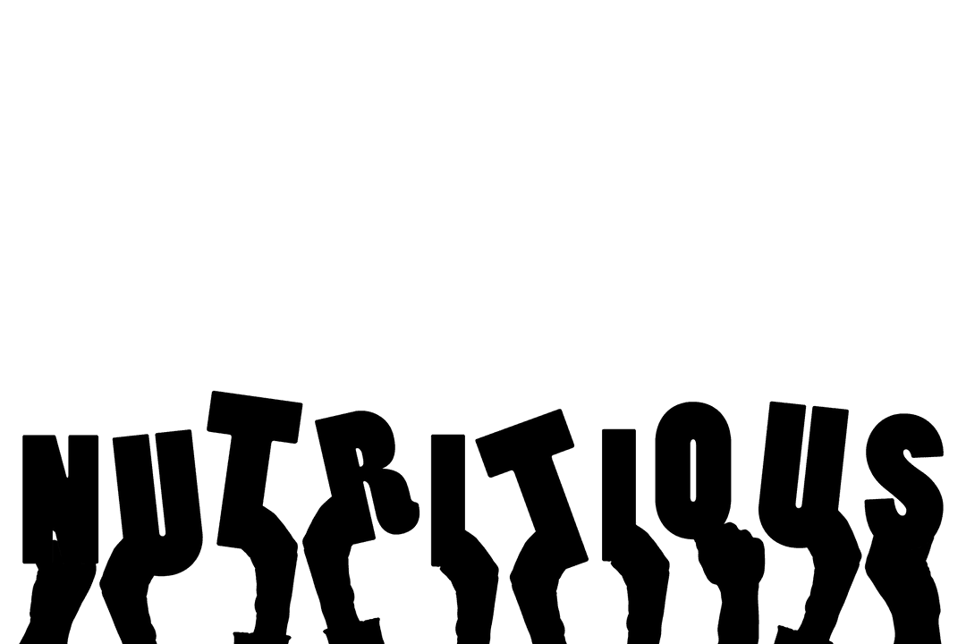 Hands and Nutritious Text on Transparent Background