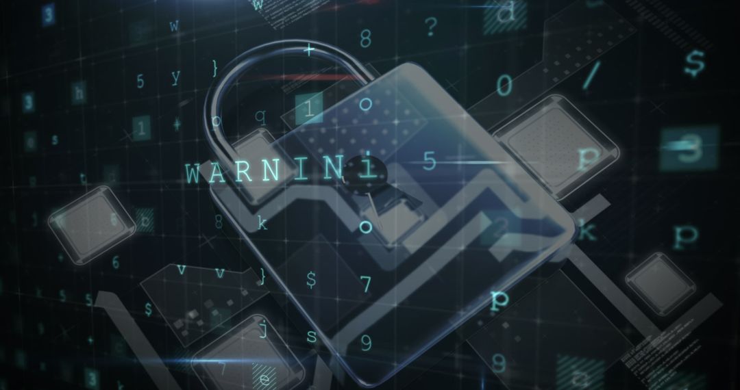 Cybersecurity Digital Lock with Warning Overlay