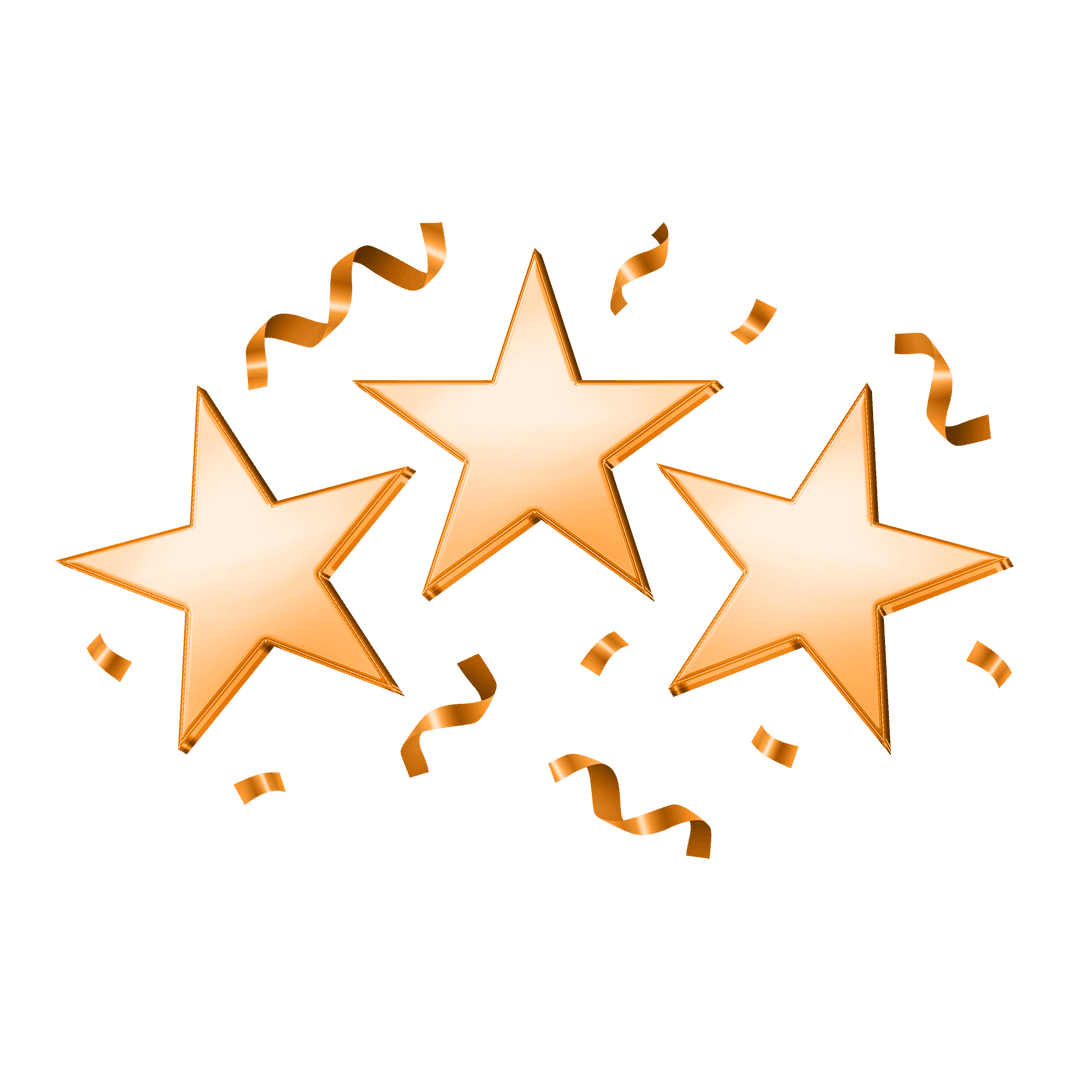 Gold Stars and Ribbons with Transparent Background for Luxurious Celebration