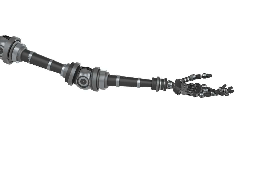 Futuristic Robotic Arm on Transparent Background Highlighting Technological Advancements
