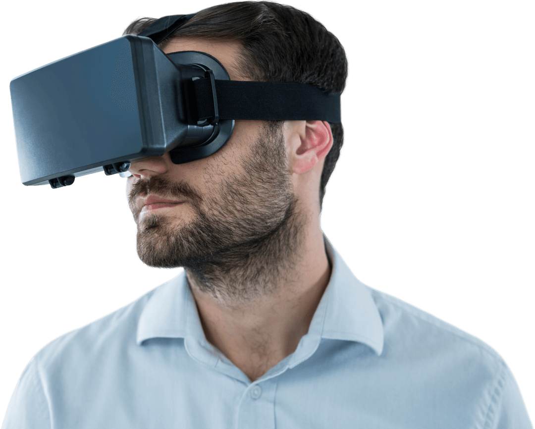Bearded Man Using Virtual Reality Headset Transparent Background - Download Free Stock Images Pikwizard.com