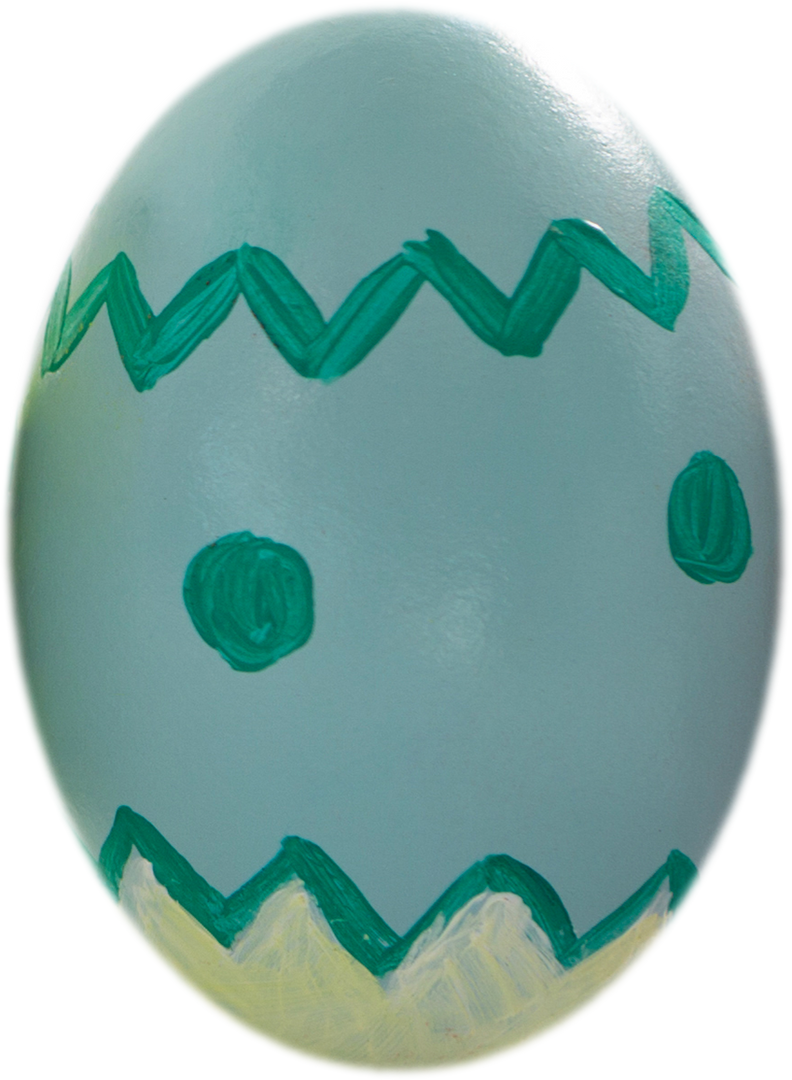 Close-up Patterned Blue Easter Egg with Green Decorations - Download Free Stock Images Pikwizard.com