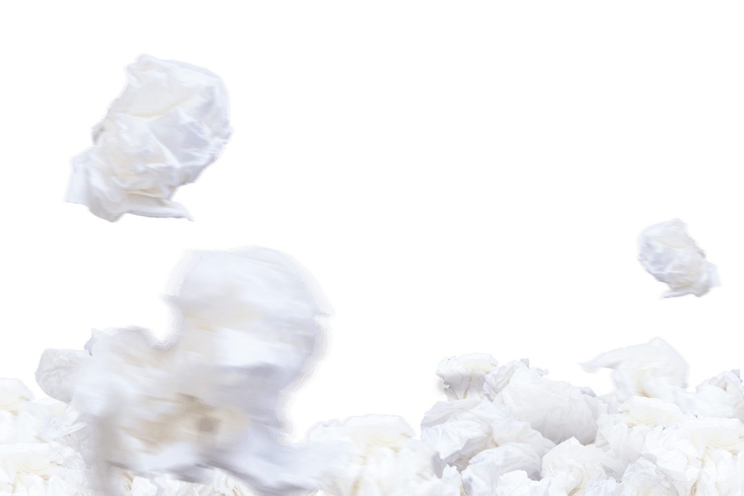 Floating White Tissues on Transparent Background Illustration