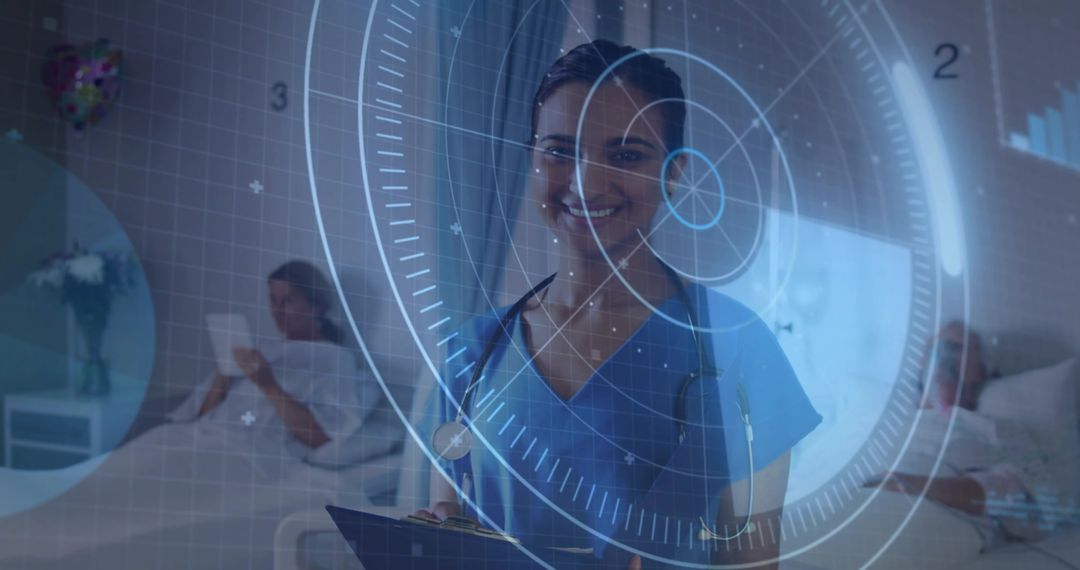 Nurse Using Digital Technology in Modern Hospital Ward