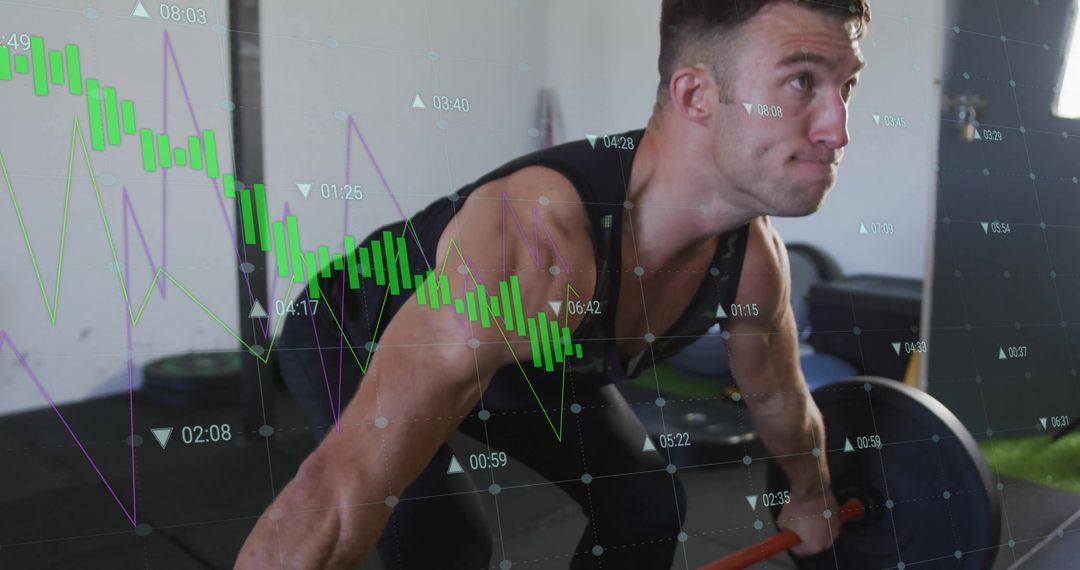 Man Combining Fitness Training with Technology Data Analysis
