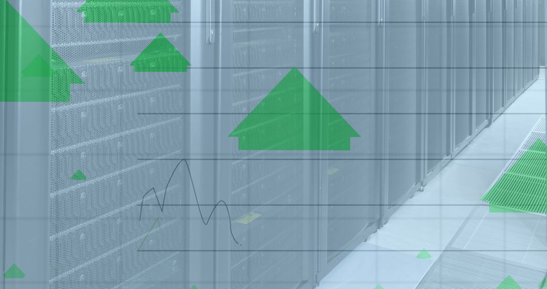 Modern Data Center with Abstract Graphical Overlay