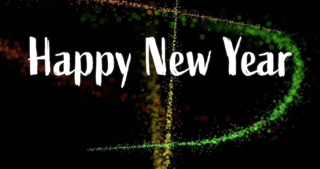 Festive Happy New Year Text with Neon Lights