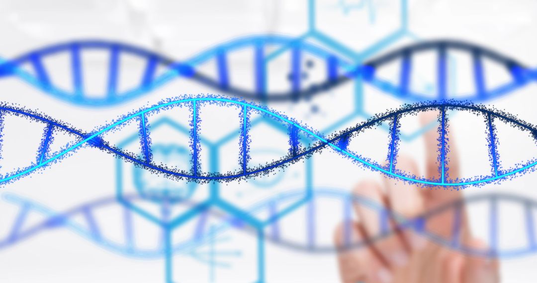 Hand Interacting with DNA Helix Structure in Innovative Research Environment